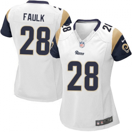Women's Nike Los Angeles Rams #28 Marshall Faulk Game White NFL Jersey