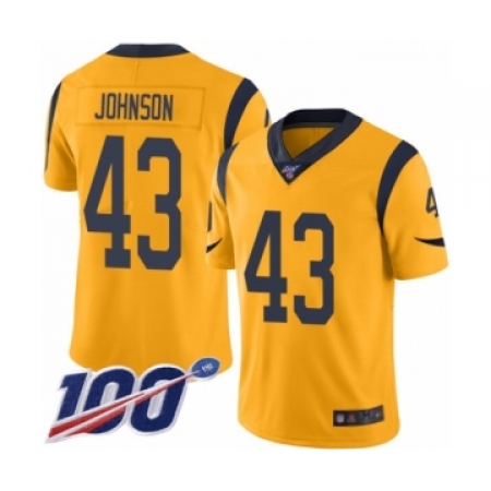 Men's Los Angeles Rams #43 John Johnson Limited Gold Rush Vapor Untouchable 100th Season Football Jersey