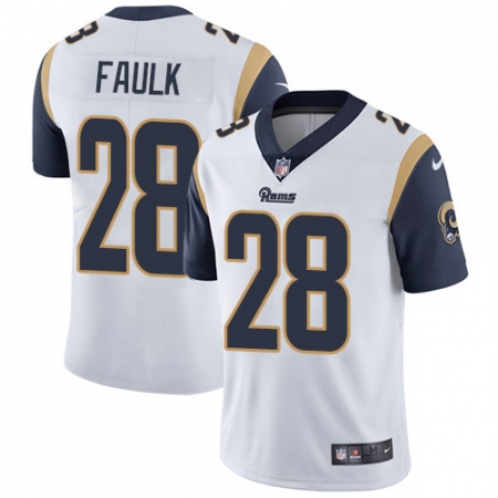 Men's Nike Los Angeles Rams #28 Marshall Faulk White Vapor Untouchable Limited Player NFL Jersey