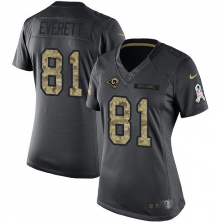 Women's Nike Los Angeles Rams #81 Gerald Everett Limited Black 2016 Salute to Service NFL Jersey