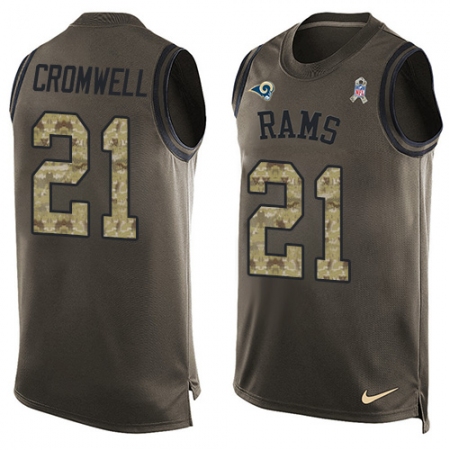 Men's Nike Los Angeles Rams #21 Nolan Cromwell Limited Green Salute to Service Tank Top NFL Jersey