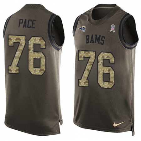 Men's Nike Los Angeles Rams #76 Orlando Pace Limited Green Salute to Service Tank Top NFL Jersey
