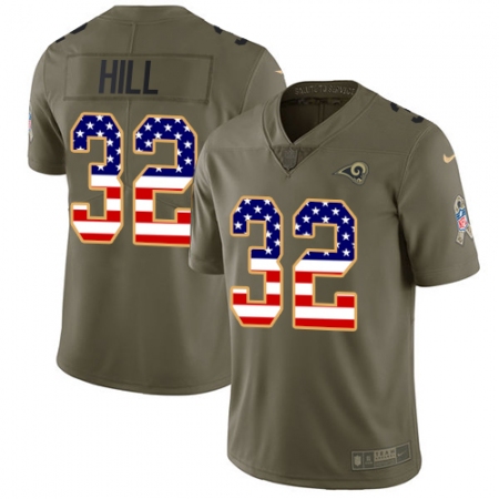 Men's Nike Los Angeles Rams #32 Troy Hill Limited Olive/Gold 2017 Salute to Service NFL Jersey