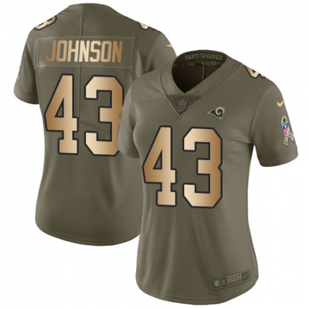 Women's Nike Los Angeles Rams #43 John Johnson Limited Olive/Gold 2017 Salute to Service NFL Jersey