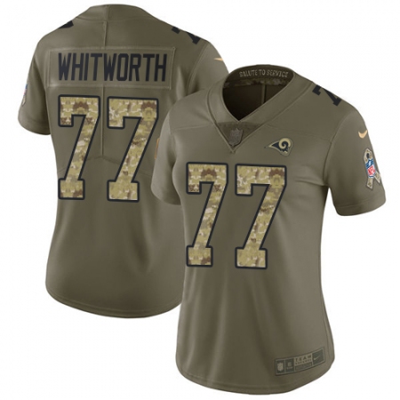 Women's Nike Los Angeles Rams #77 Andrew Whitworth Limited Olive/Camo 2017 Salute to Service NFL Jersey