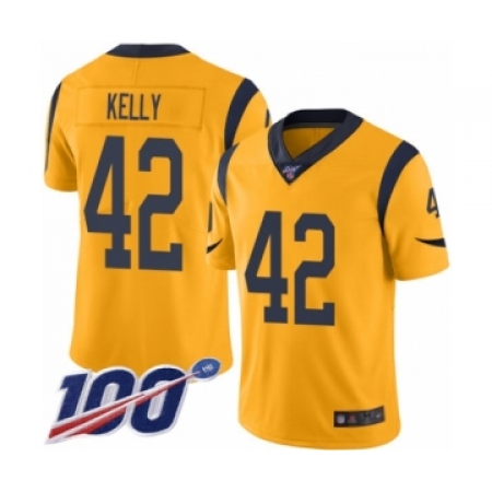 Men's Los Angeles Rams #42 John Kelly Limited Gold Rush Vapor Untouchable 100th Season Football Jersey