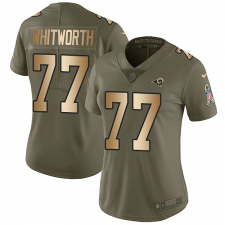 Women's Nike Los Angeles Rams #77 Andrew Whitworth Limited Olive/Gold 2017 Salute to Service NFL Jersey