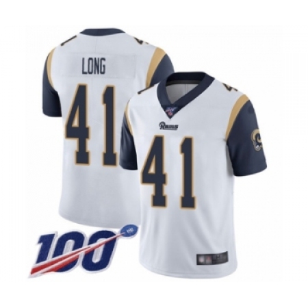 Men's Los Angeles Rams #41 David Long White Vapor Untouchable Limited Player 100th Season Football Jersey