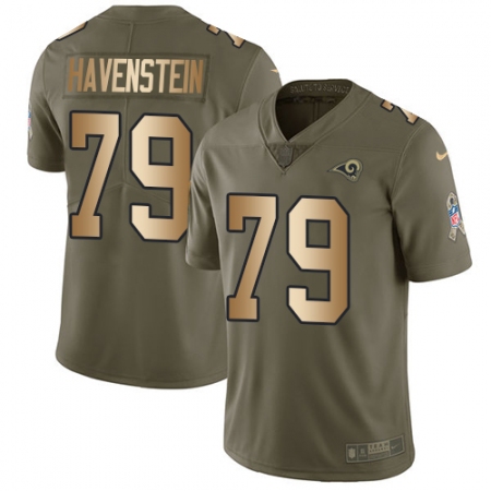 Men's Nike Los Angeles Rams #79 Rob Havenstein Limited Olive/Gold 2017 Salute to Service NFL Jersey