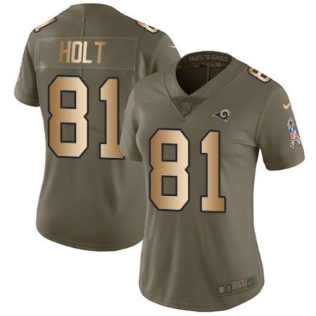 Women's Nike Los Angeles Rams #81 Torry Holt Limited Olive/Gold 2017 Salute to Service NFL Jersey