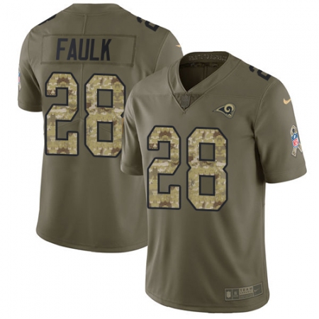 Men's Nike Los Angeles Rams #28 Marshall Faulk Limited Olive/Camo 2017 Salute to Service NFL Jersey