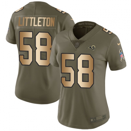 Women's Nike Los Angeles Rams #58 Cory Littleton Limited Olive/Gold 2017 Salute to Service NFL Jersey