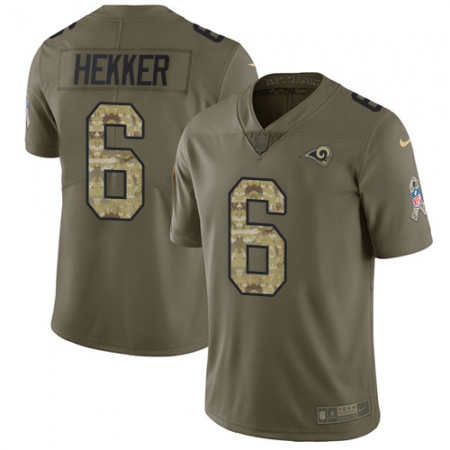 Men's Nike Los Angeles Rams #6 Johnny Hekker Limited Olive/Camo 2017 Salute to Service NFL Jersey