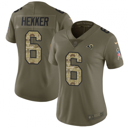 Women's Nike Los Angeles Rams #6 Johnny Hekker Limited Olive/Camo 2017 Salute to Service NFL Jersey