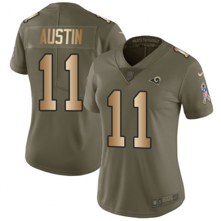 Women's Nike Los Angeles Rams #11 Tavon Austin Limited Olive/Gold 2017 Salute to Service NFL Jersey