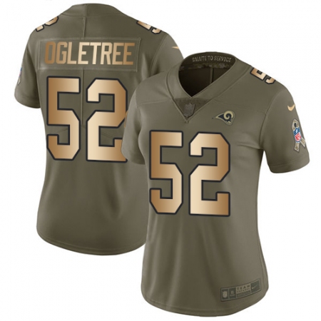 Women's Nike Los Angeles Rams #52 Alec Ogletree Limited Olive/Gold 2017 Salute to Service NFL Jersey