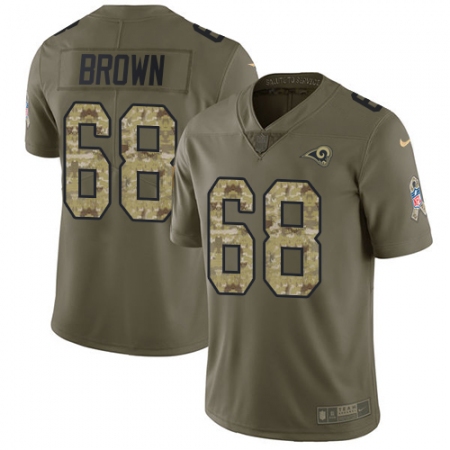 Men's Nike Los Angeles Rams #68 Jamon Brown Limited Olive/Camo 2017 Salute to Service NFL Jersey