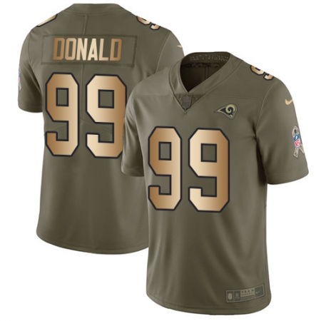 Men's Nike Los Angeles Rams #99 Aaron Donald Limited Olive/Gold 2017 Salute to Service NFL Jersey