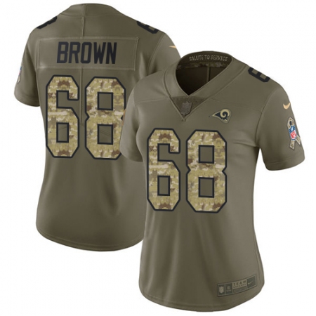 Women's Nike Los Angeles Rams #68 Jamon Brown Limited Olive/Camo 2017 Salute to Service NFL Jersey