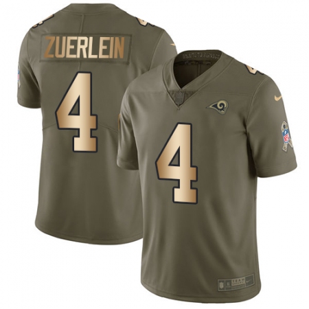 Men's Nike Los Angeles Rams #4 Greg Zuerlein Limited Olive/Gold 2017 Salute to Service NFL Jersey