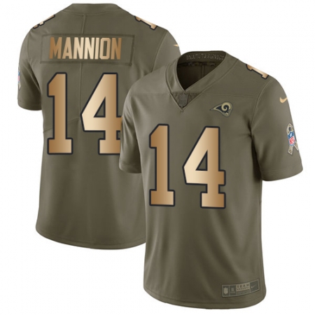 Men's Nike Los Angeles Rams #14 Sean Mannion Limited Olive/Gold 2017 Salute to Service NFL Jersey