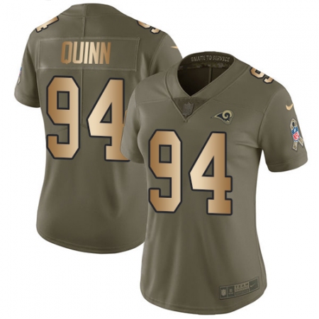 Women's Nike Los Angeles Rams #94 Robert Quinn Limited Olive/Gold 2017 Salute to Service NFL Jersey