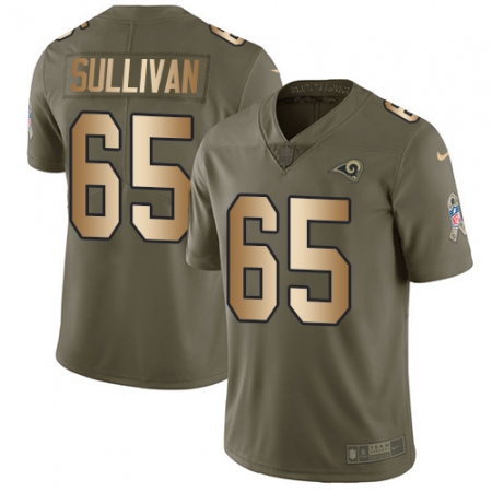 Men's Nike Los Angeles Rams #65 John Sullivan Limited Olive/Gold 2017 Salute to Service NFL Jersey