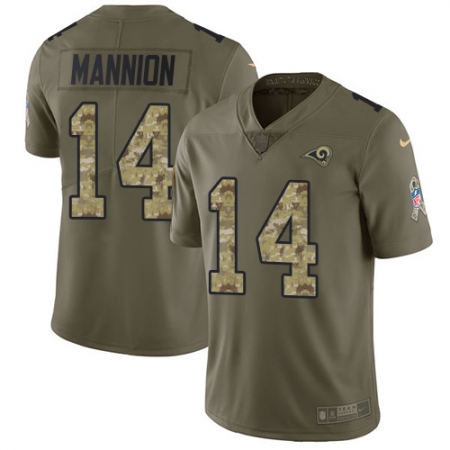 Youth Nike Los Angeles Rams #14 Sean Mannion Limited Olive/Camo 2017 Salute to Service NFL Jersey