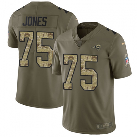 Men's Nike Los Angeles Rams #75 Deacon Jones Limited Olive/Camo 2017 Salute to Service NFL Jersey