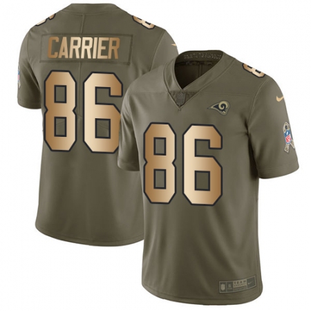 Youth Nike Los Angeles Rams #86 Derek Carrier Limited Olive/Gold 2017 Salute to Service NFL Jersey