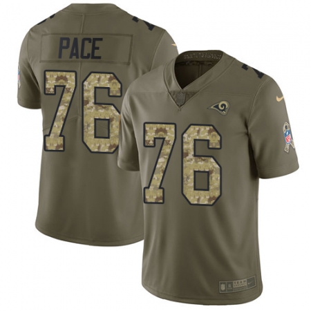 Men's Nike Los Angeles Rams #76 Orlando Pace Limited Olive/Camo 2017 Salute to Service NFL Jersey