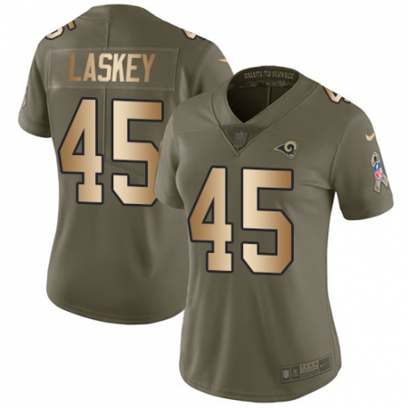 Women's Nike Los Angeles Rams #45 Zach Laskey Limited Olive/Gold 2017 Salute to Service NFL Jersey