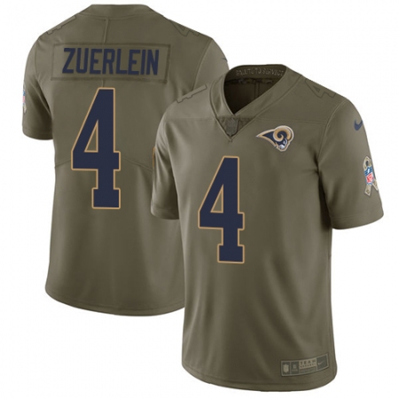 Men's Nike Los Angeles Rams #4 Greg Zuerlein Limited Olive 2017 Salute to Service NFL Jersey