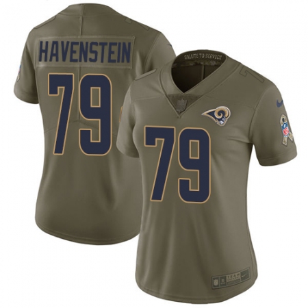 Women's Nike Los Angeles Rams #79 Rob Havenstein Limited Olive 2017 Salute to Service NFL Jersey