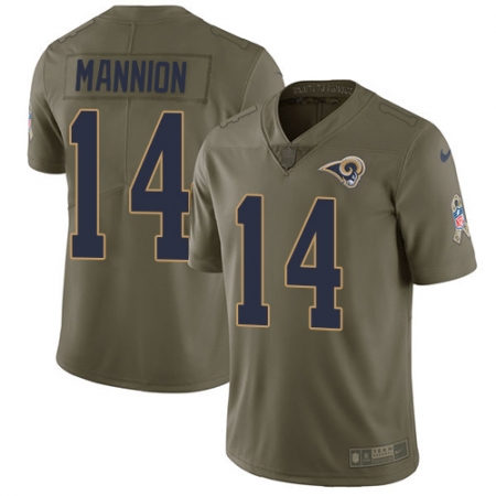 Youth Nike Los Angeles Rams #14 Sean Mannion Limited Olive 2017 Salute to Service NFL Jersey