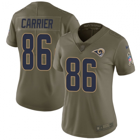 Women's Nike Los Angeles Rams #86 Derek Carrier Limited Olive 2017 Salute to Service NFL Jersey