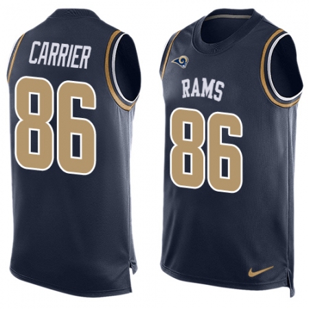 Men's Nike Los Angeles Rams #86 Derek Carrier Limited Navy Blue Player Name & Number Tank Top NFL Jersey