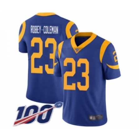 Men's Los Angeles Rams #23 Nickell Robey-Coleman Royal Blue Alternate Vapor Untouchable Limited Player 100th Season Football Jer