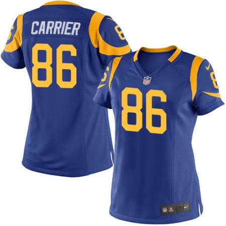 Women's Nike Los Angeles Rams #86 Derek Carrier Game Royal Blue Alternate NFL Jersey