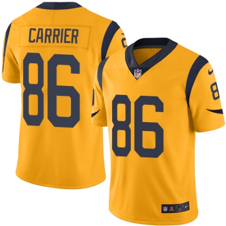Men's Nike Los Angeles Rams #86 Derek Carrier Limited Gold Rush Vapor Untouchable NFL Jersey