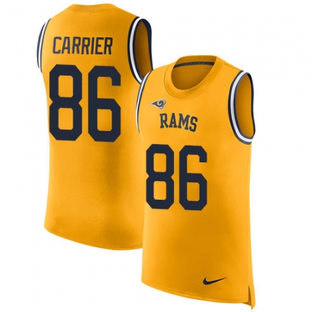 Men's Nike Los Angeles Rams #86 Derek Carrier Limited Gold Rush Player Name & Number Tank Top NFL Jersey