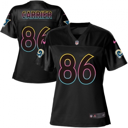 Women's Nike Los Angeles Rams #86 Derek Carrier Game Black Fashion NFL Jersey