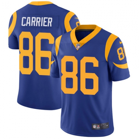 Youth Nike Los Angeles Rams #86 Derek Carrier Royal Blue Alternate Vapor Untouchable Limited Player NFL Jersey