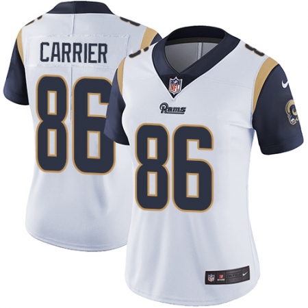 Women's Nike Los Angeles Rams #86 Derek Carrier White Vapor Untouchable Elite Player NFL Jersey