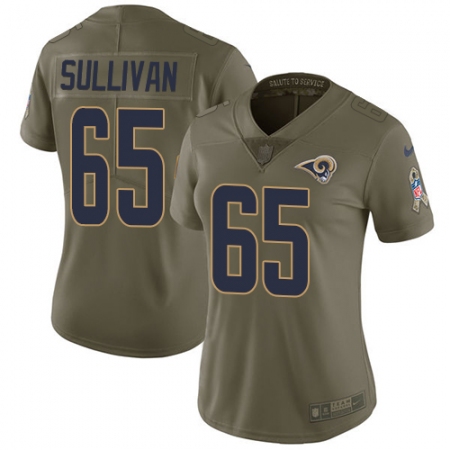 Women's Nike Los Angeles Rams #65 John Sullivan Limited Olive 2017 Salute to Service NFL Jersey
