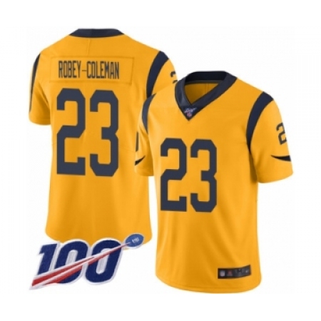 Men's Los Angeles Rams #23 Nickell Robey-Coleman Limited Gold Rush Vapor Untouchable 100th Season Football Jersey