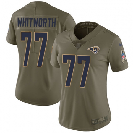 Women's Nike Los Angeles Rams #77 Andrew Whitworth Limited Olive 2017 Salute to Service NFL Jersey
