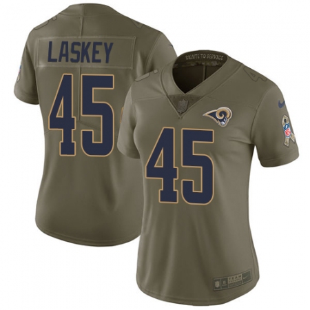 Women's Nike Los Angeles Rams #45 Zach Laskey Limited Olive 2017 Salute to Service NFL Jersey
