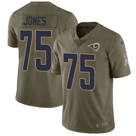 Men's Nike Los Angeles Rams #75 Deacon Jones Limited Olive 2017 Salute to Service NFL Jersey