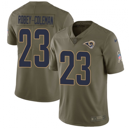 Youth Nike Los Angeles Rams #23 Nickell Robey-Coleman Limited Olive 2017 Salute to Service NFL Jersey